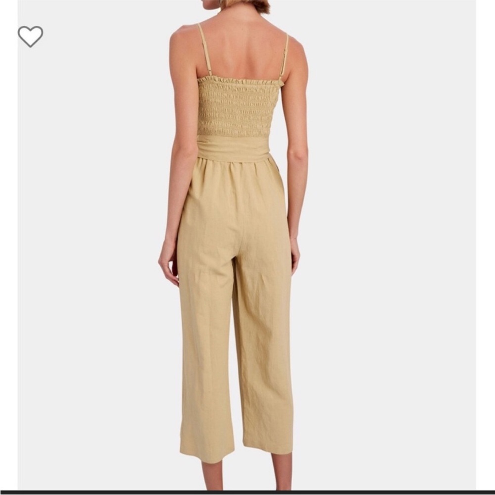 🌿linen blend smocked jumpsuit Shoshanna x INTERMIX
